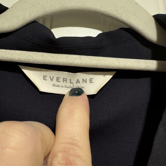 Everlane Navy Blue The Artist Smock Shirt Dress Wool Blend Size Medium - Picture 6 of 8